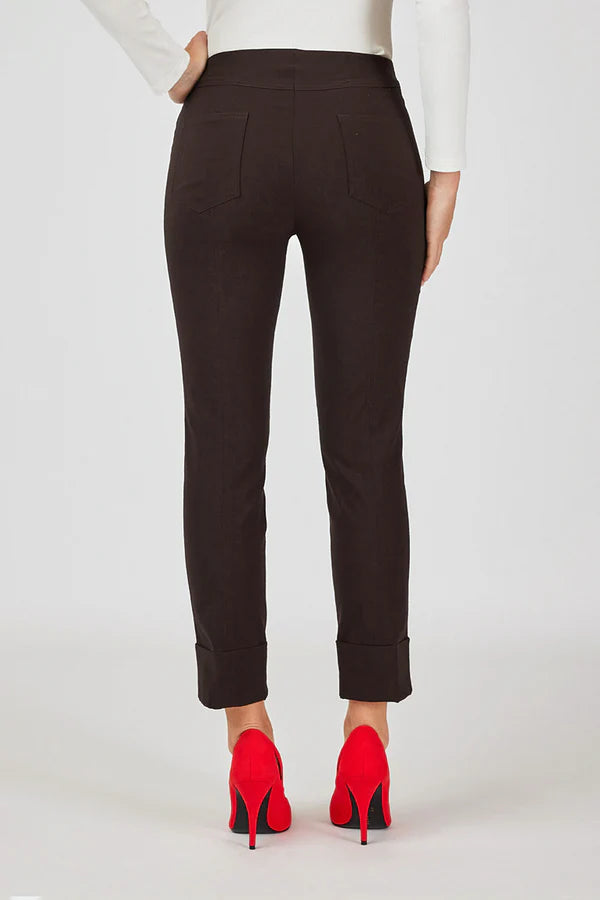 Robell Bella 7/8 trousers with cuff hem in dark brown 51568 191