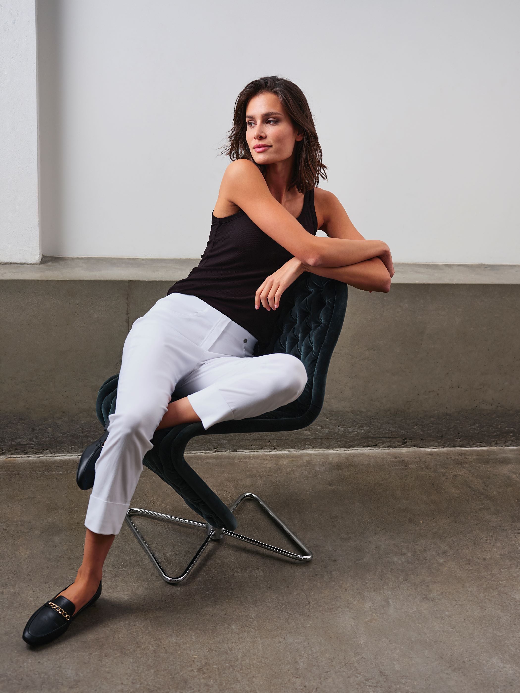 Robell Bella 7/8 trousers with Cuff Hem in Prue White 51568 10