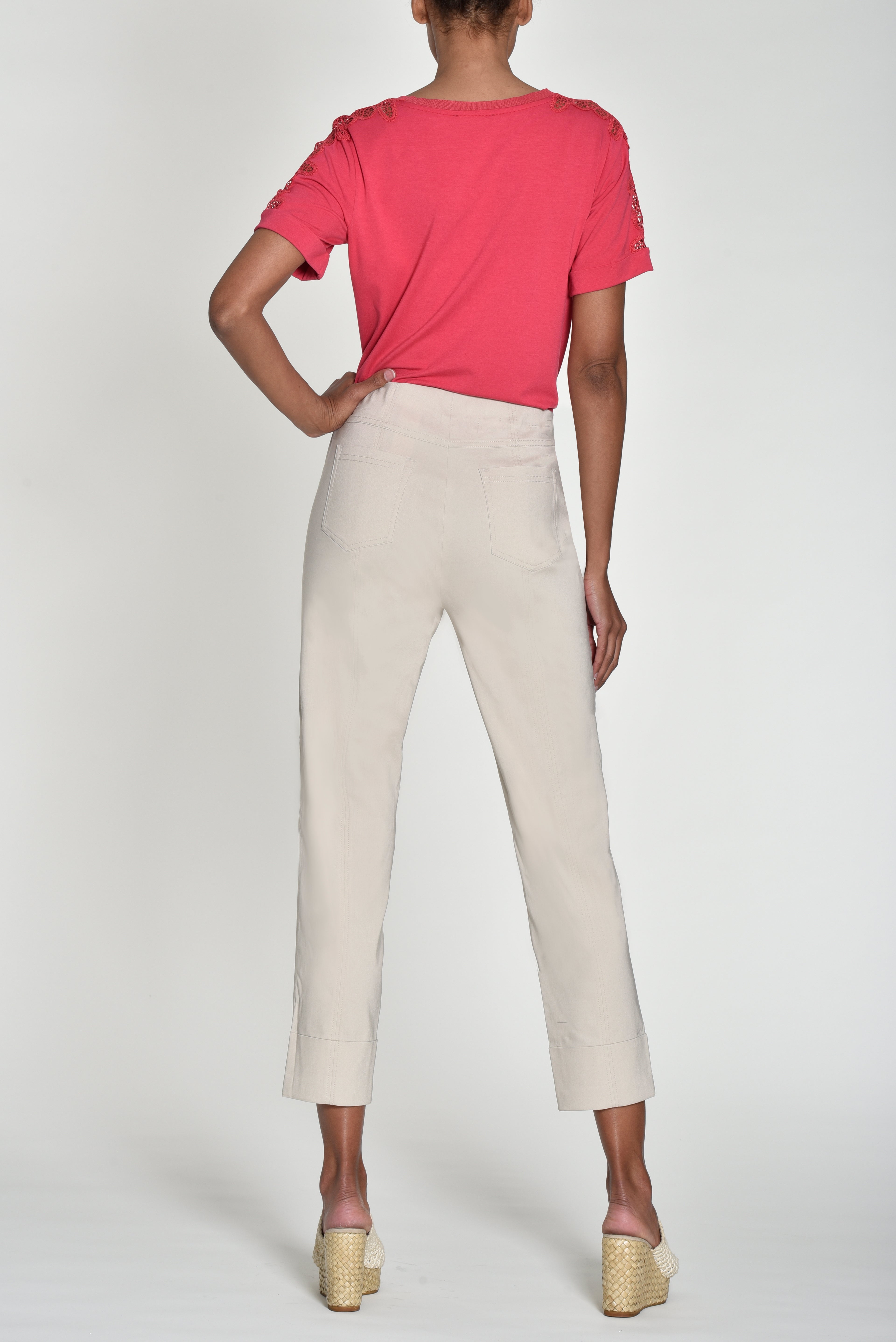 Robell Bella 7/8 trousers with cuff Hem in beige 14 51568 14