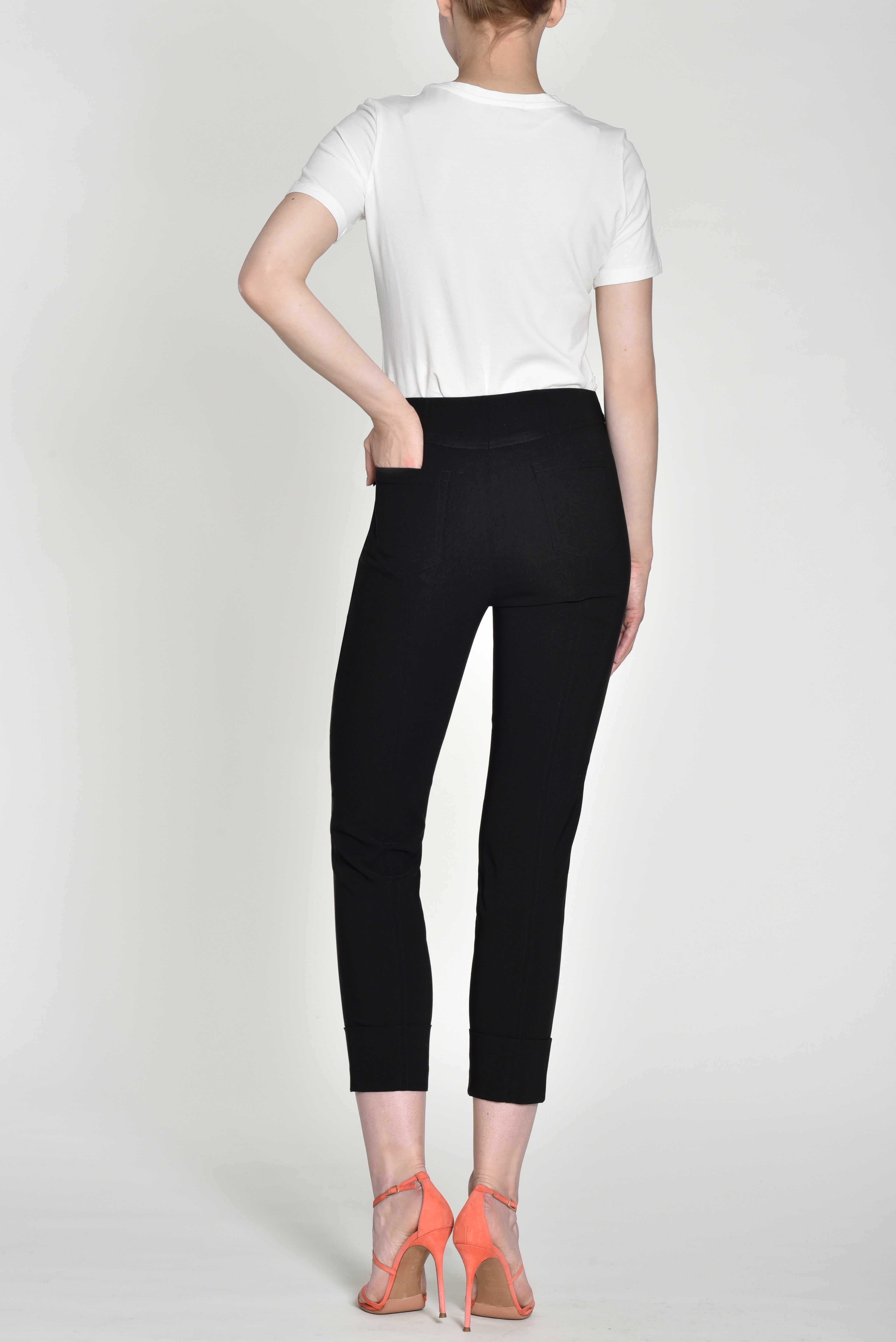 Black Robell Bella 7/8 Trouser with Cuff Detail.