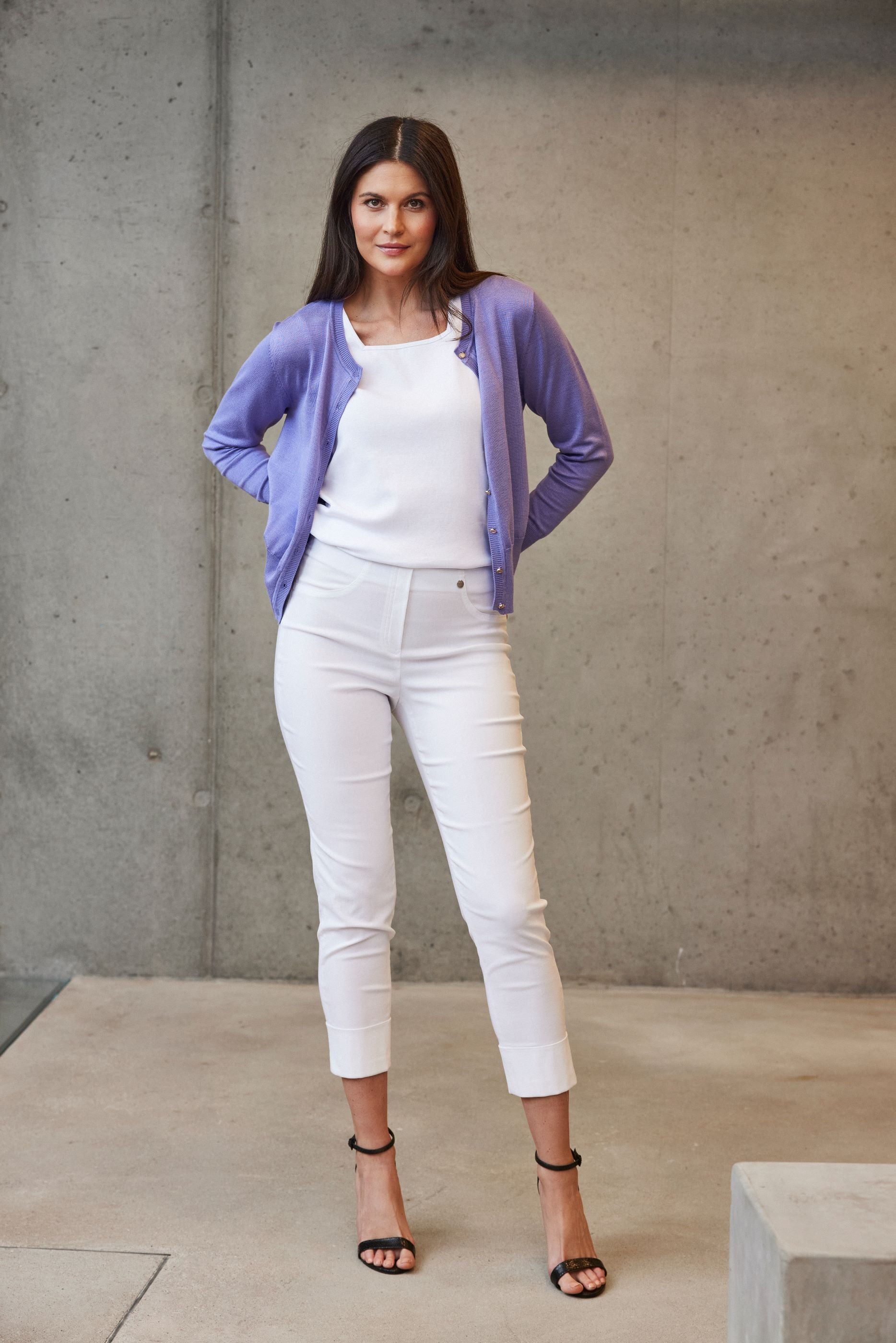 Robell Bella 7/8 trousers with Cuff Hem in Prue White 51568 10