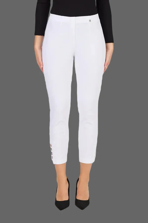 Robell White Lena 7/8 leg trouser with Ladder detail 52550 5499