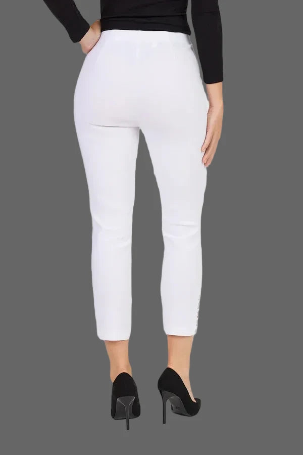 Robell White Lena 7/8 leg trouser with Ladder detail 52550 5499