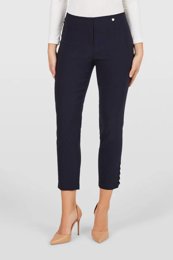 Robell Navy Lena 7/8 trousers with Ladder Detail