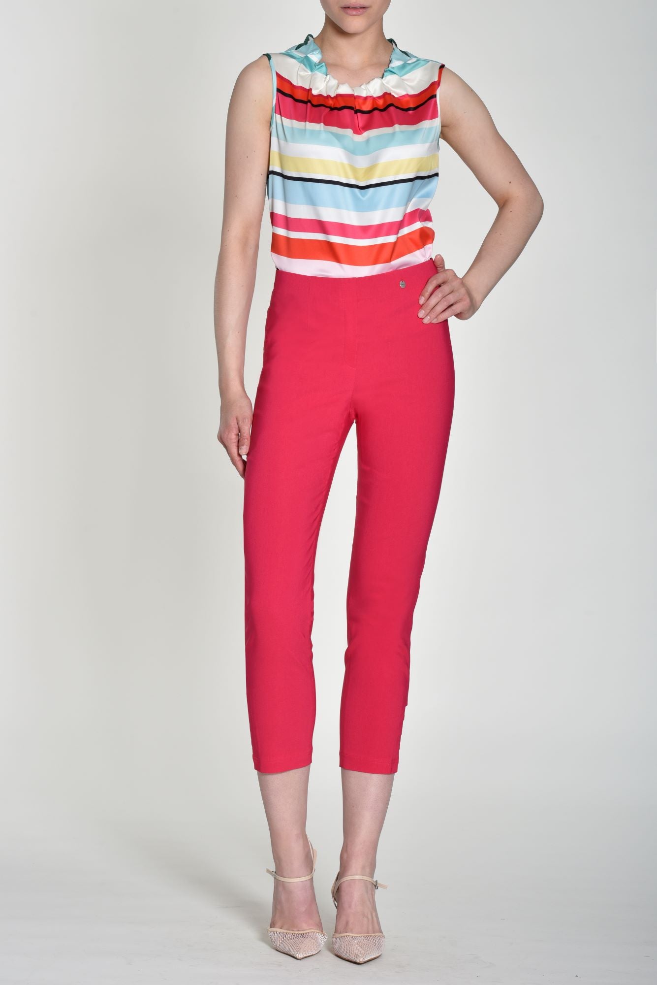 Robell Red Lena 7/8 trousers with Ladder Detail