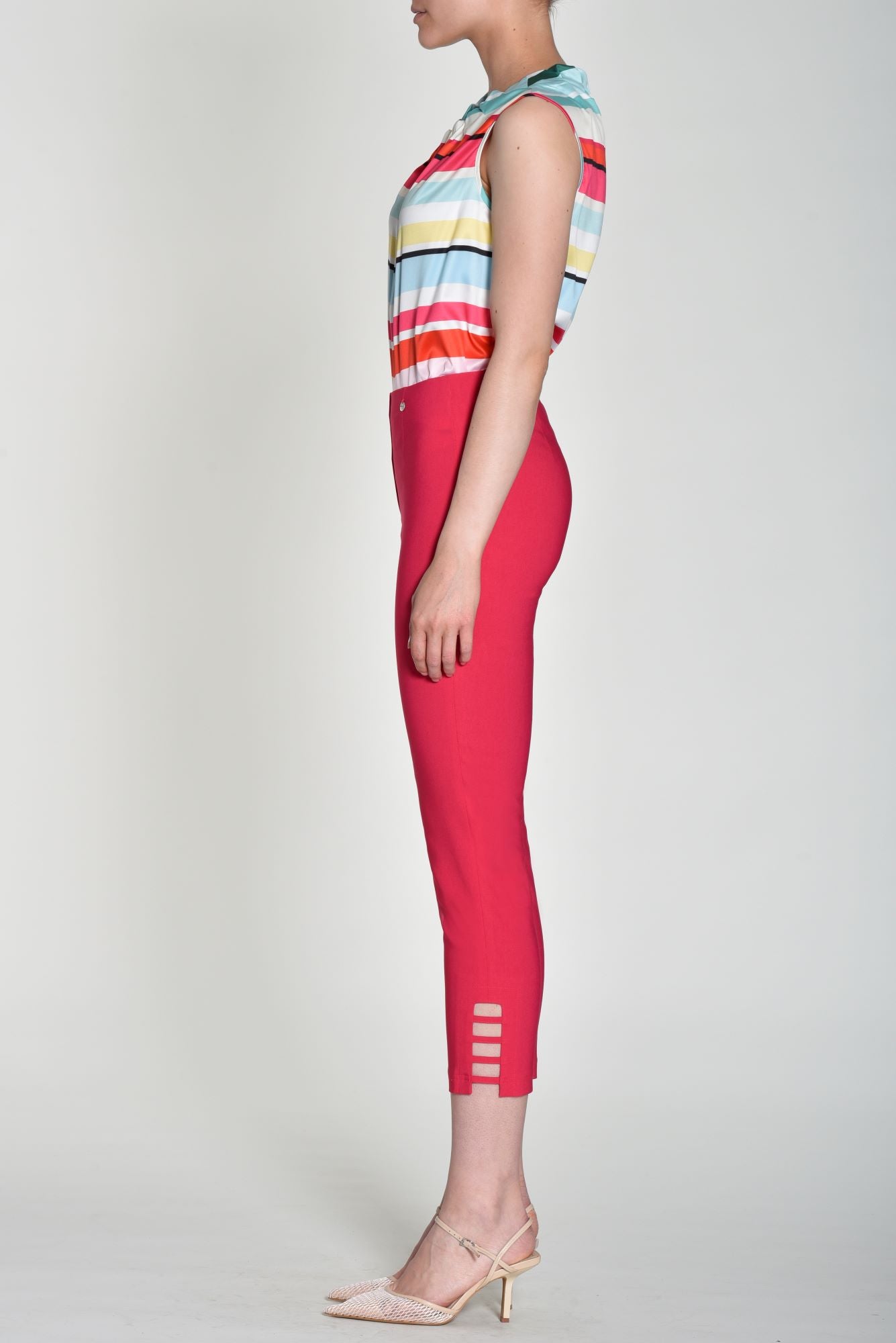 Robell Red Lena 7/8 trousers with Ladder Detail