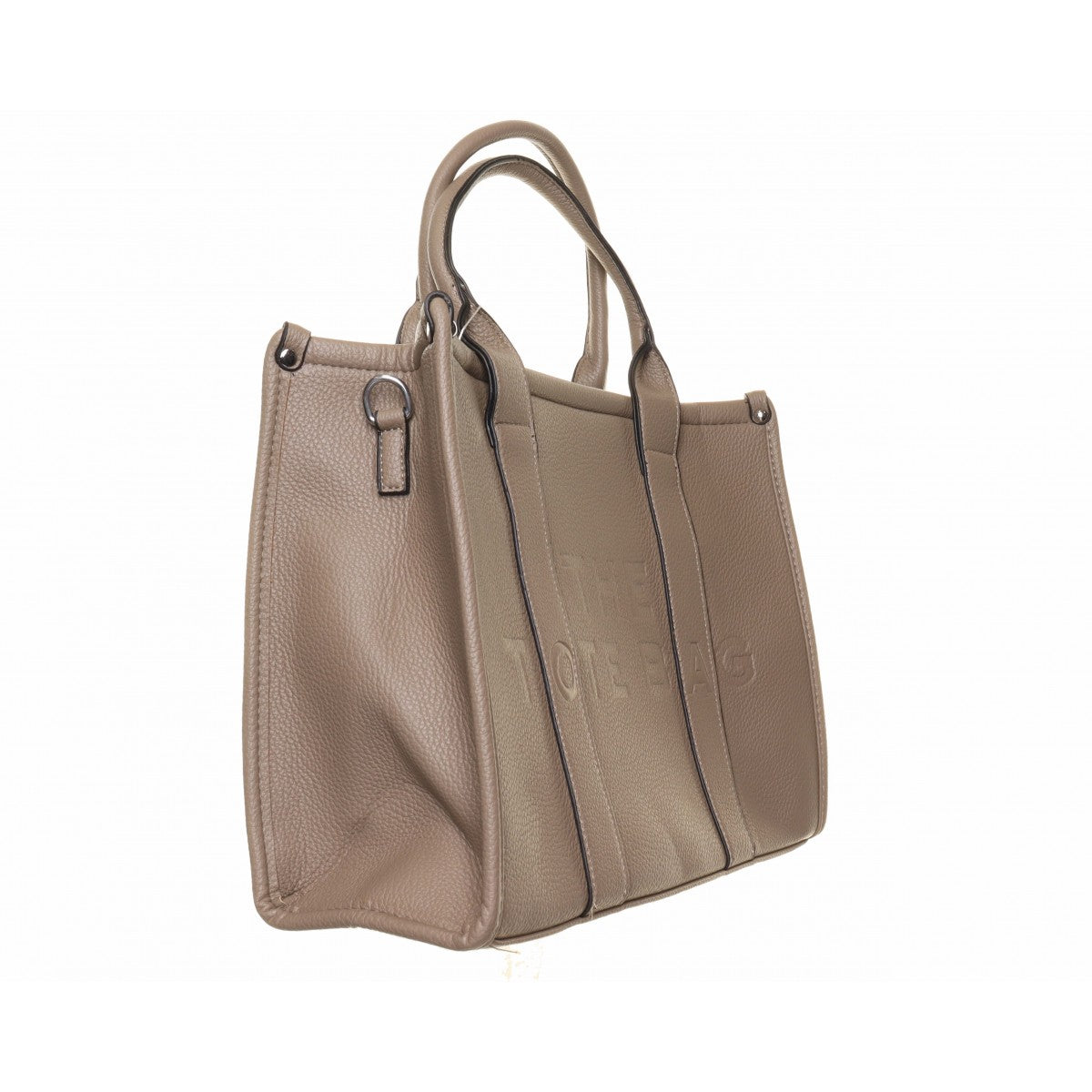 Roisins Accessories Large "The Tote Bag" Faux Leather Taupe or Navy