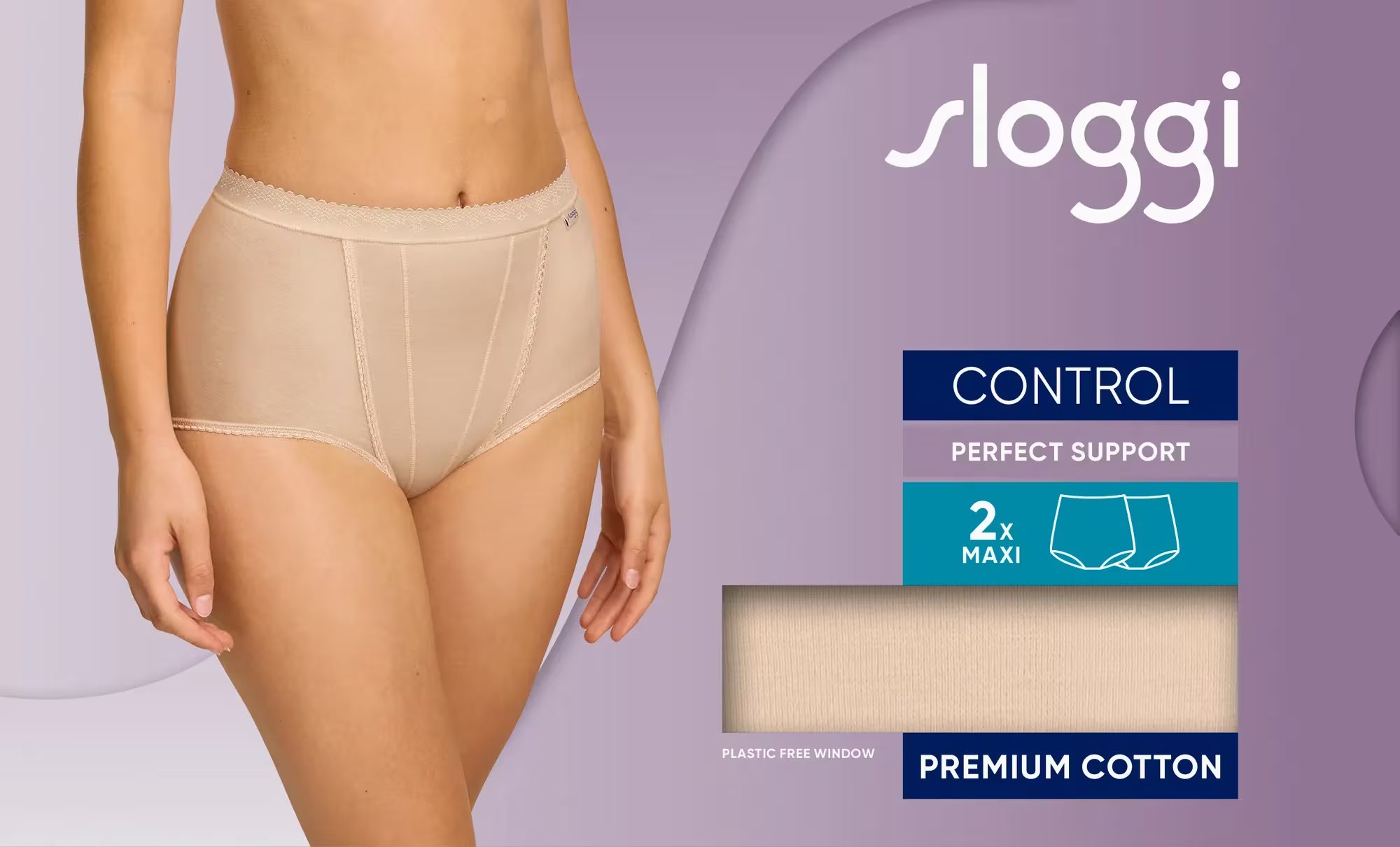 Sloggi Tummy Tuck Control Maxi Briefs 2Pk White or Skin