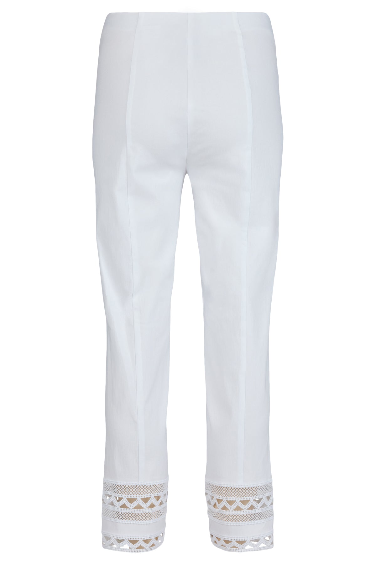 Robell Pull on stretch trousers with crochet Hem Detail Black or White 53489