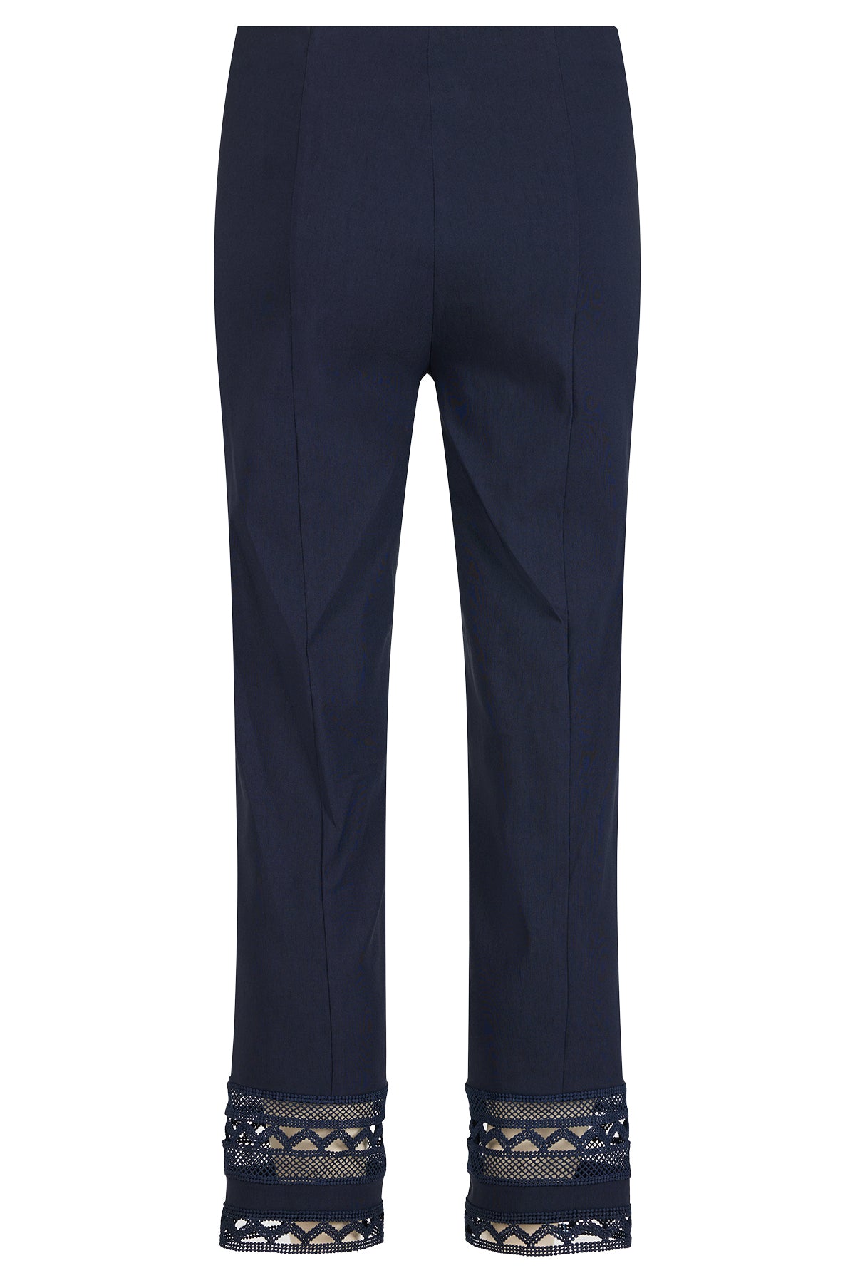 Robell Pull on stretch trousers with crochet Hem Detail Black or White 53489