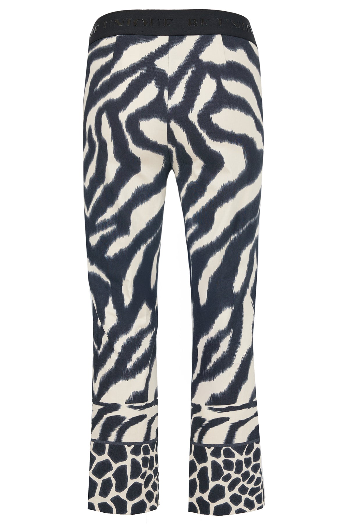 Robell Joella Kick Flare Trousers in black and stone animal print 53499 5662