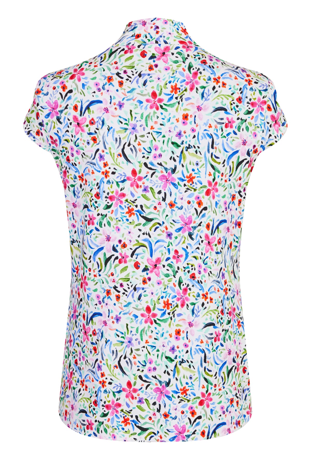 Robell V Neck top with cap sleeve in pretty multicolour print 54458 2