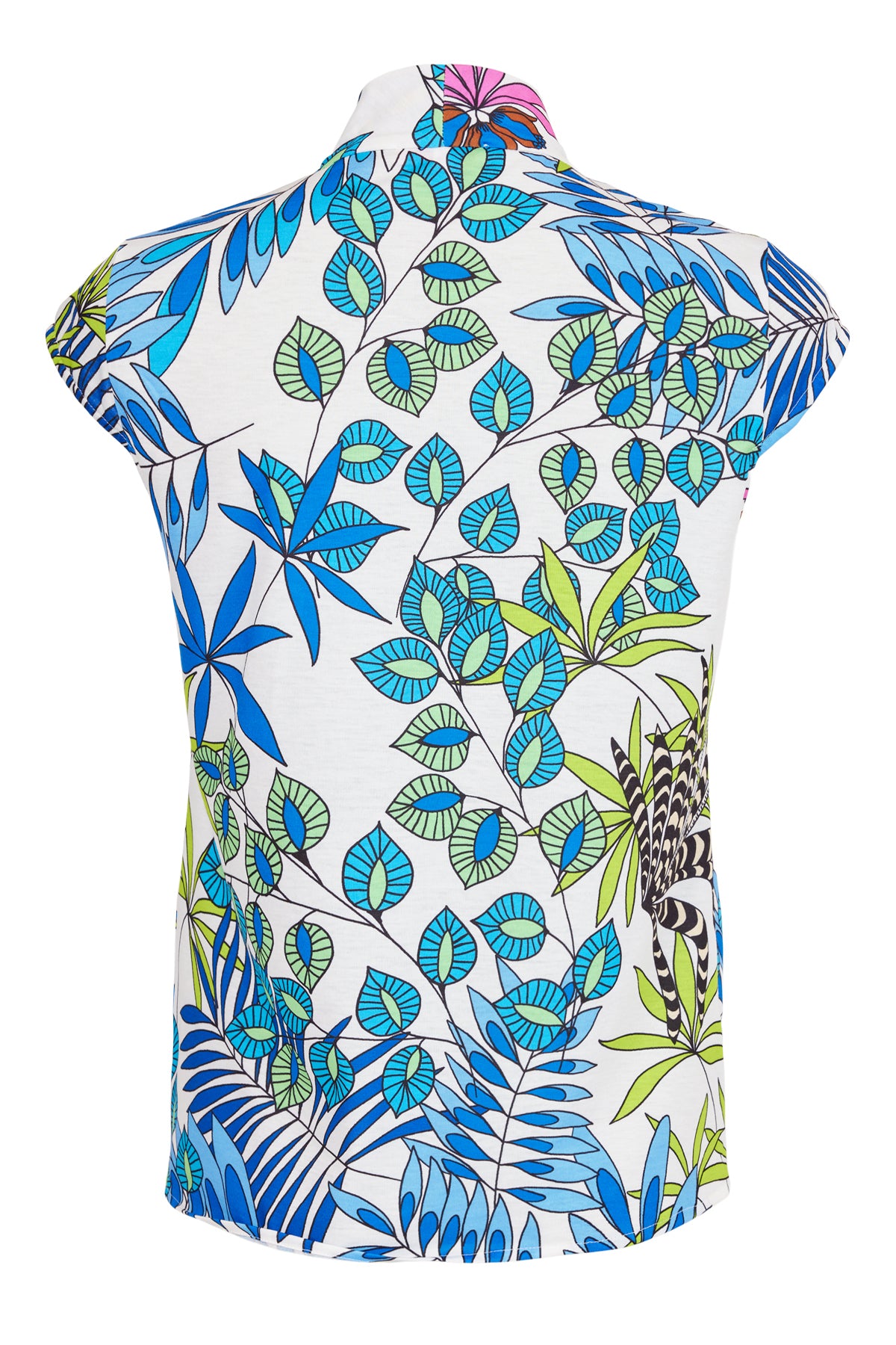 Robell v neck top with cap sleeve in Roylal blue print 54458
