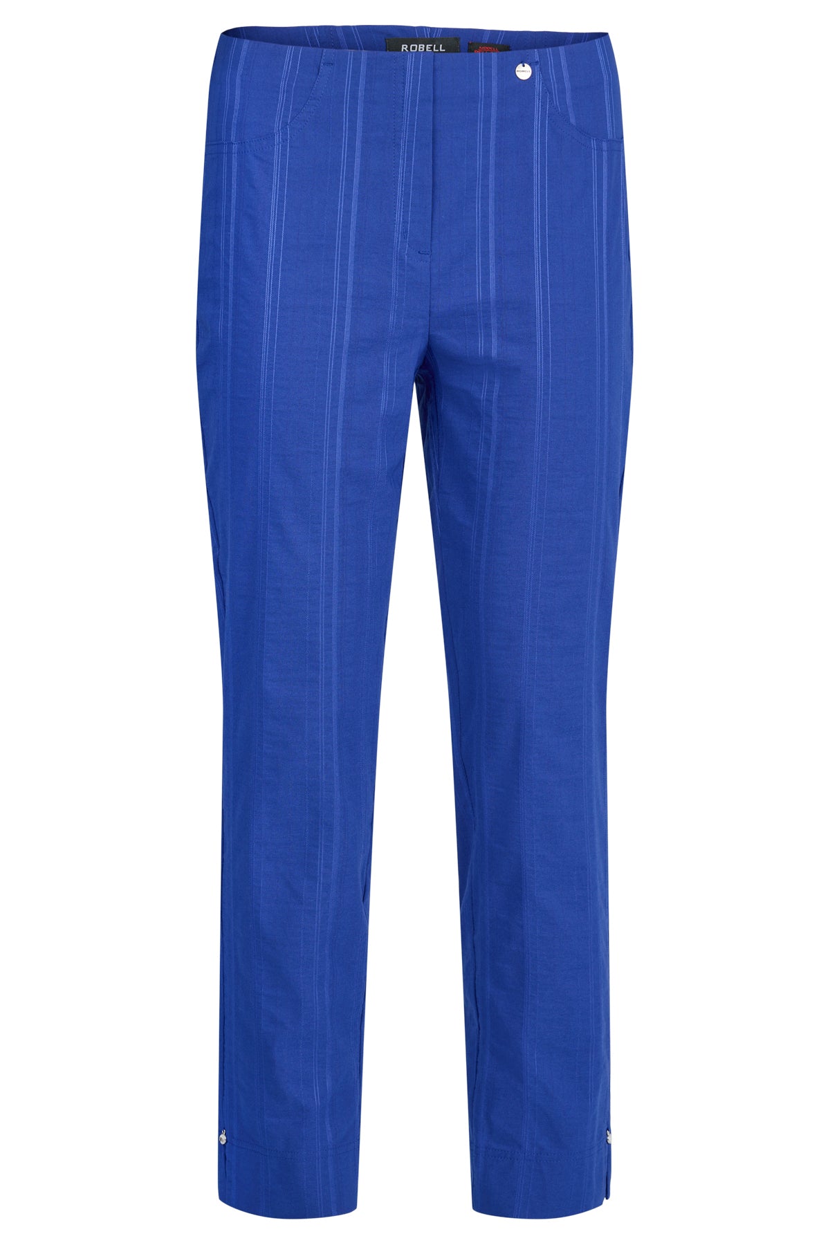Robell Bella Cotton Blend Seersucker Trousers in Royal Blue 52642 68