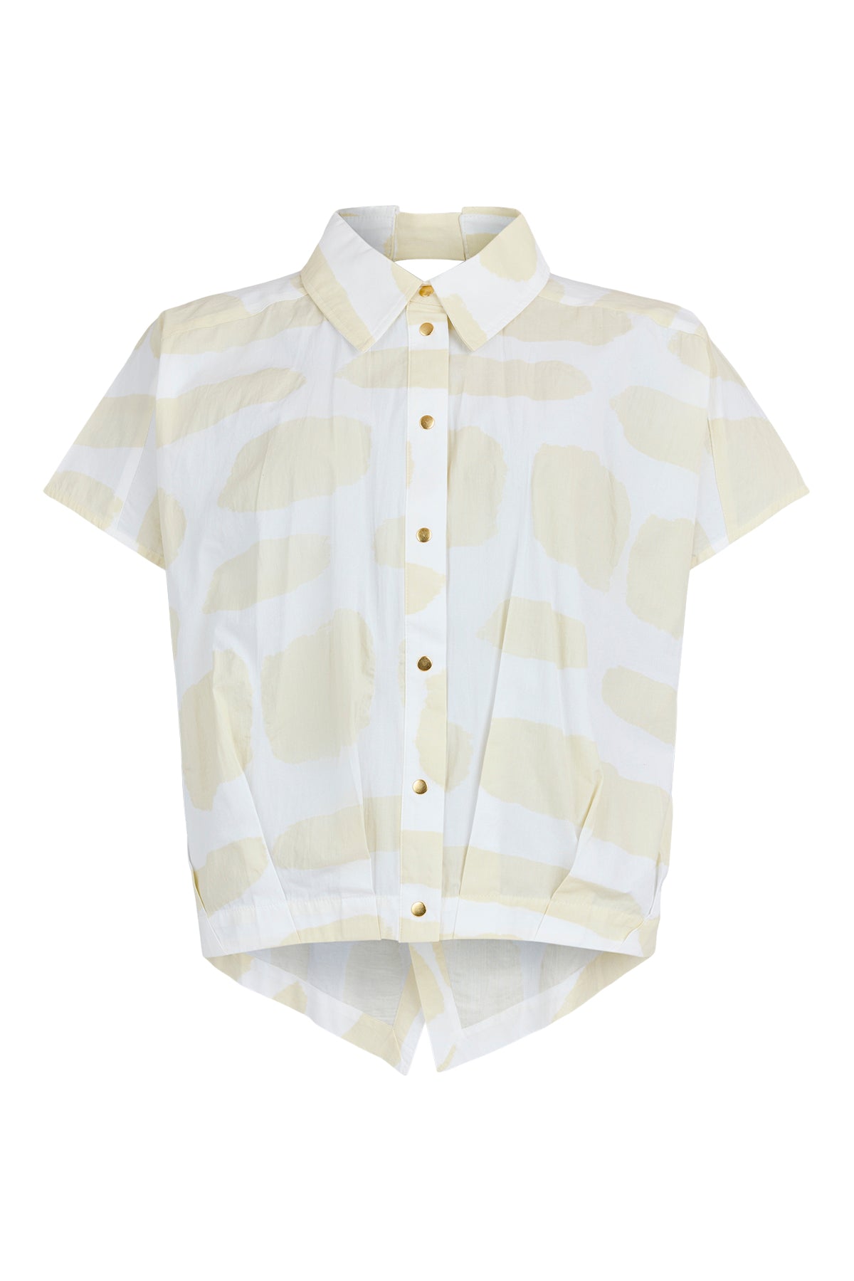 Noen Cotton Short Sleeve Shirt in Light Taupe Print 86292 2