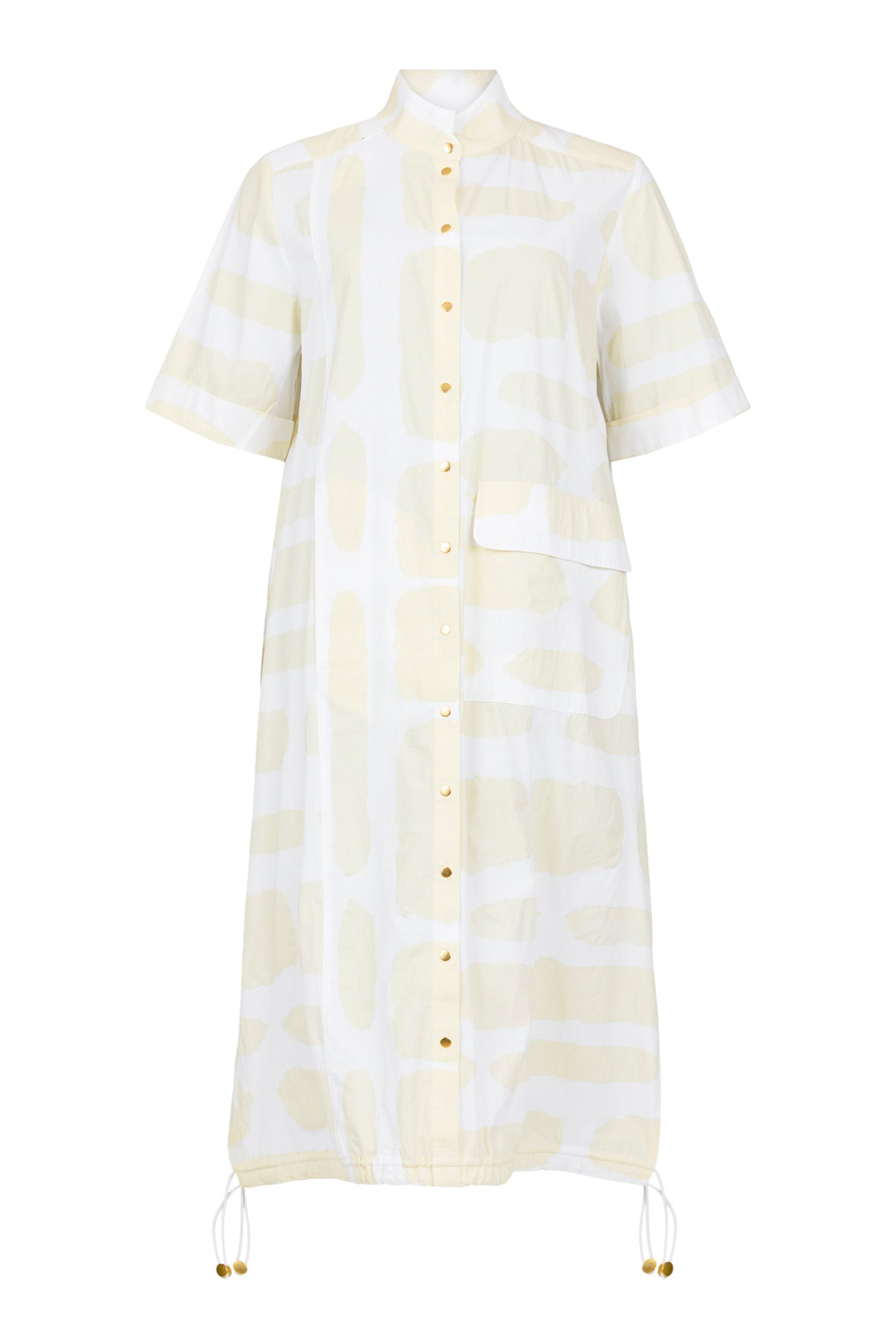 Noen Cotton Midi dress in Cream and Light Taupe print 88628
