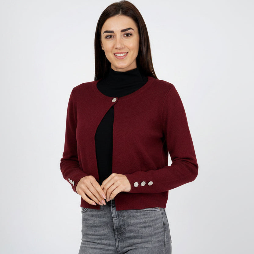 Short Dressy One button Knit Jacket 16205