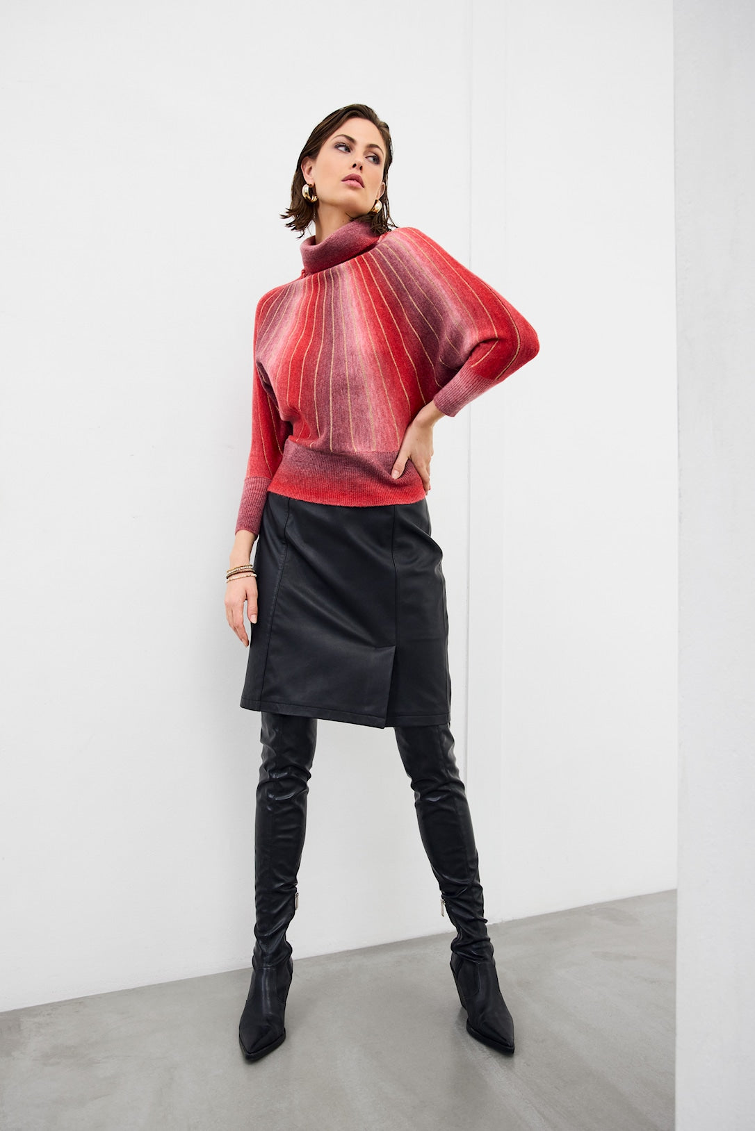 Micha Batwing ombre Jumper with lurex stripe 179 137