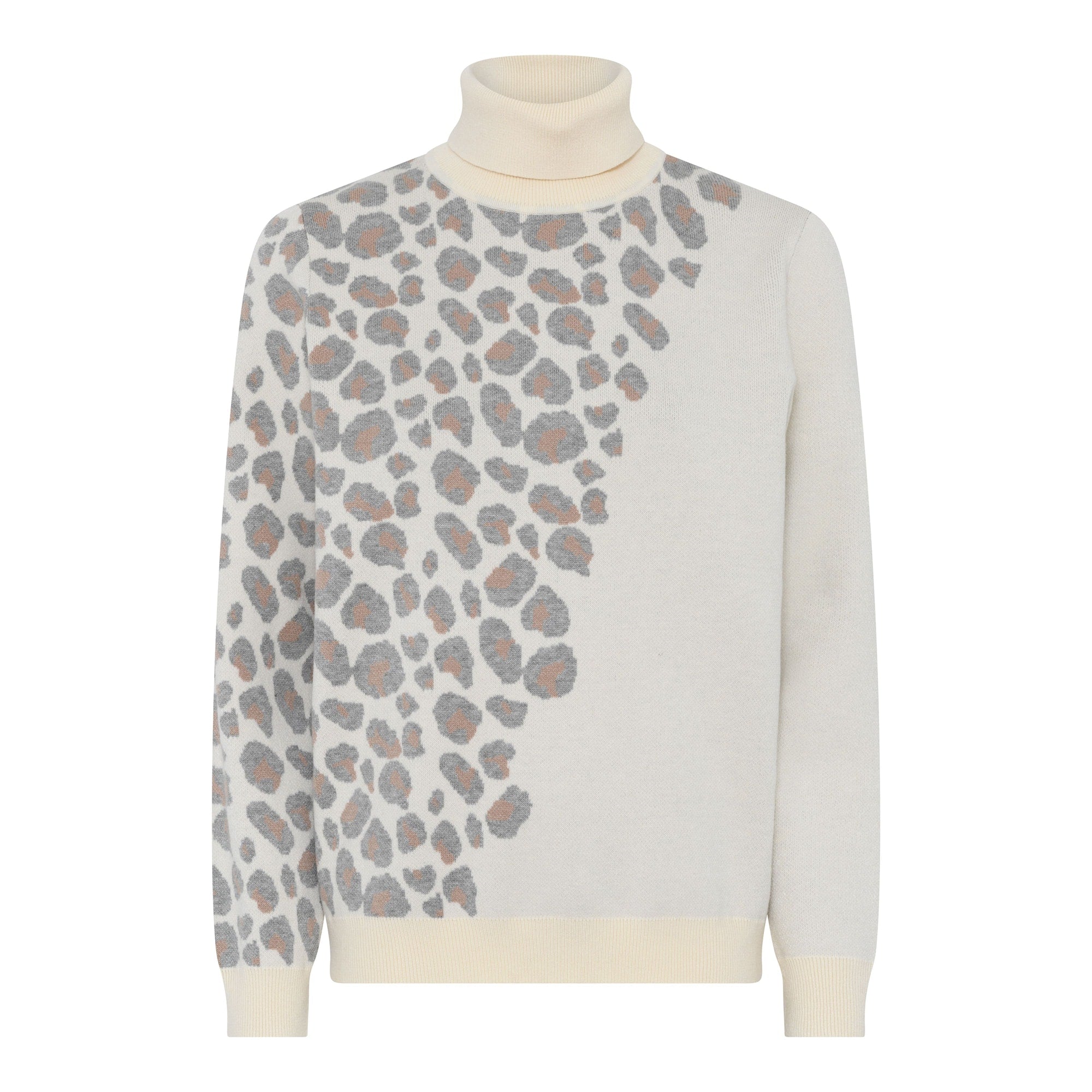 Micha Roll neck Sweater with animal print design in cream or Rose 180 107