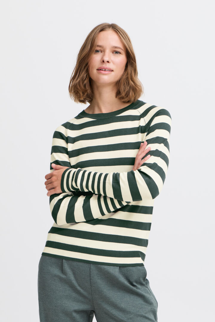 Byoung Orla Fine Knit in Forest Green stripe 20815301