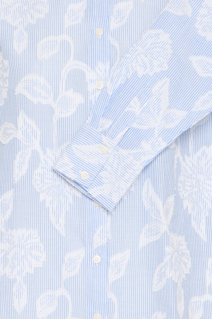 Fransa Blue pinstripe shirt with 3d flower motif 20616010
