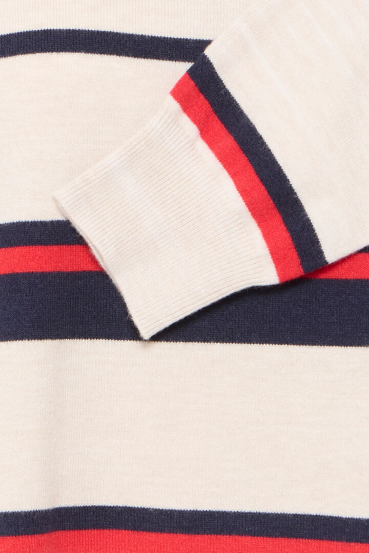 Fransa fine Round neck jumper with navy and red stripe 20616067