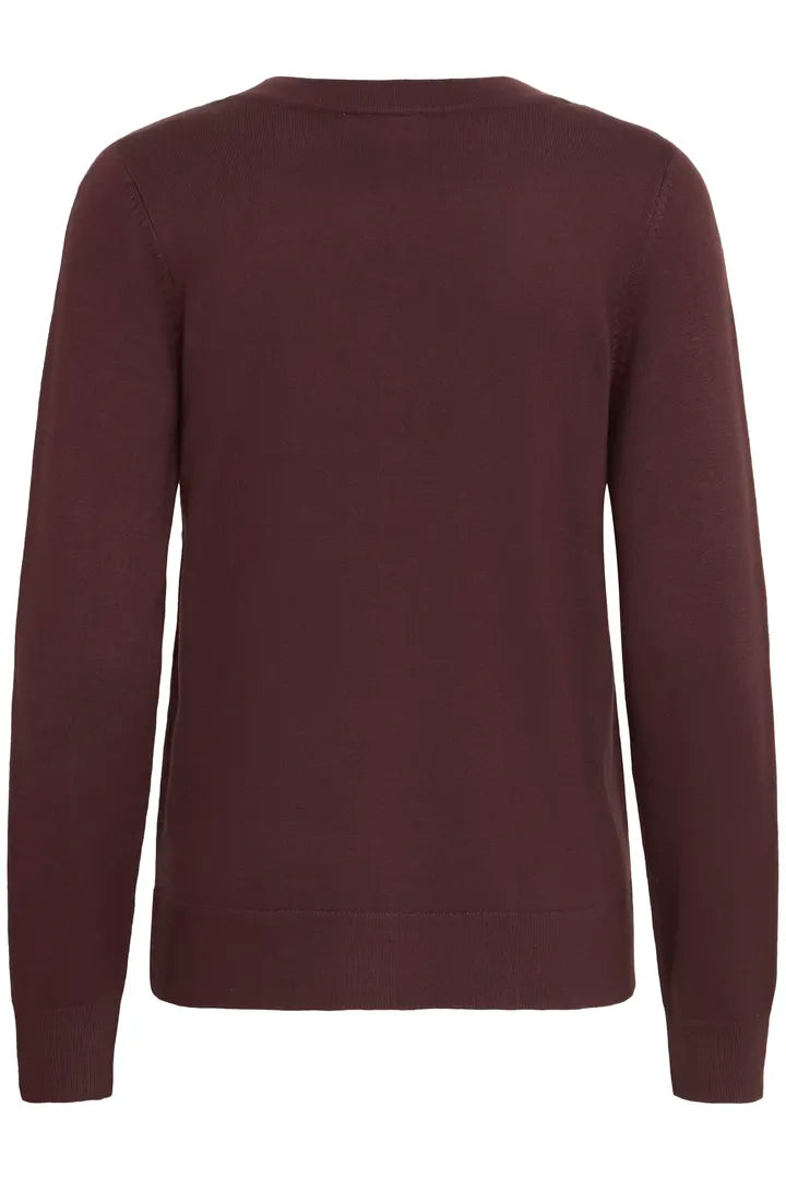 Fransa V Neck Fine Knit in Fudge 20615484
