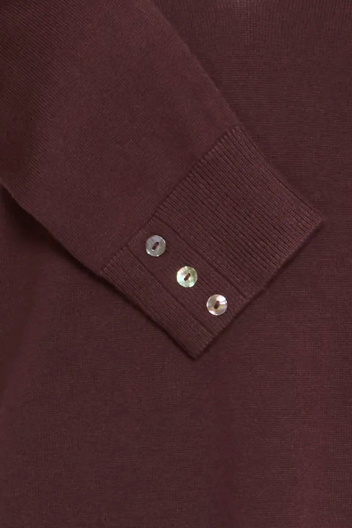 Fransa V Neck Fine Knit in Fudge 20615484