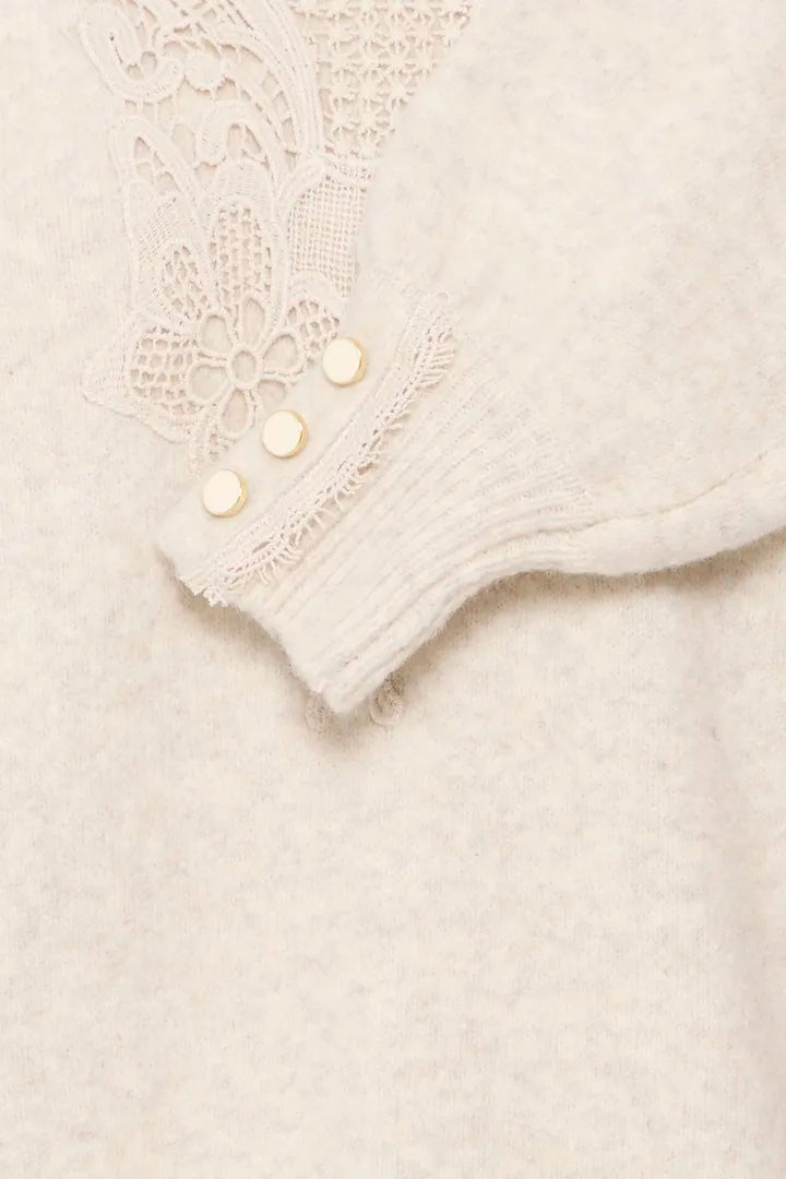 Fransa Ellen Knit Jumper with pretty lace detail 20617083