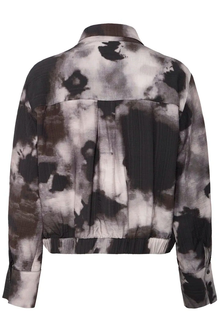 Fransa Blurred print Lainey Jacketn in mink and black print