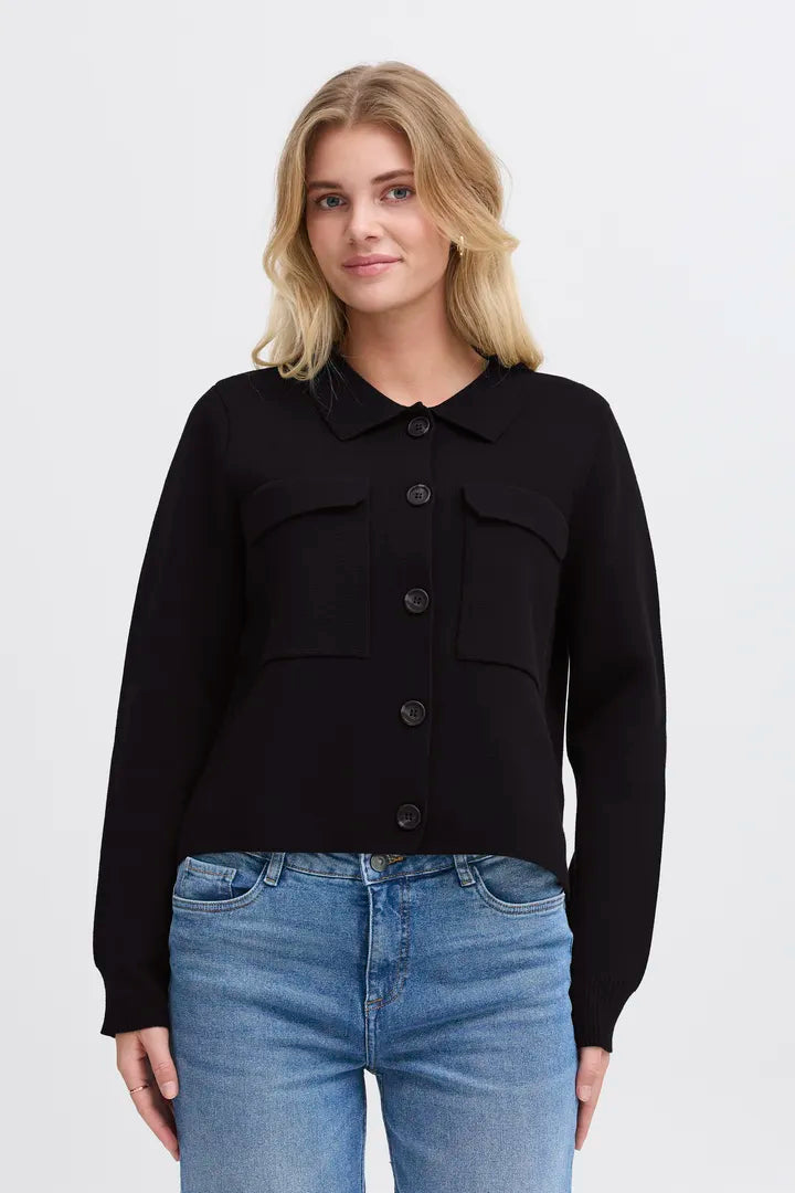 Fransa Military style short knit jacket Navy 20615499