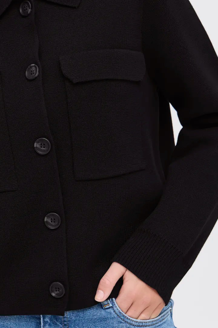 Fransa Military style short knit jacket Navy 20615499