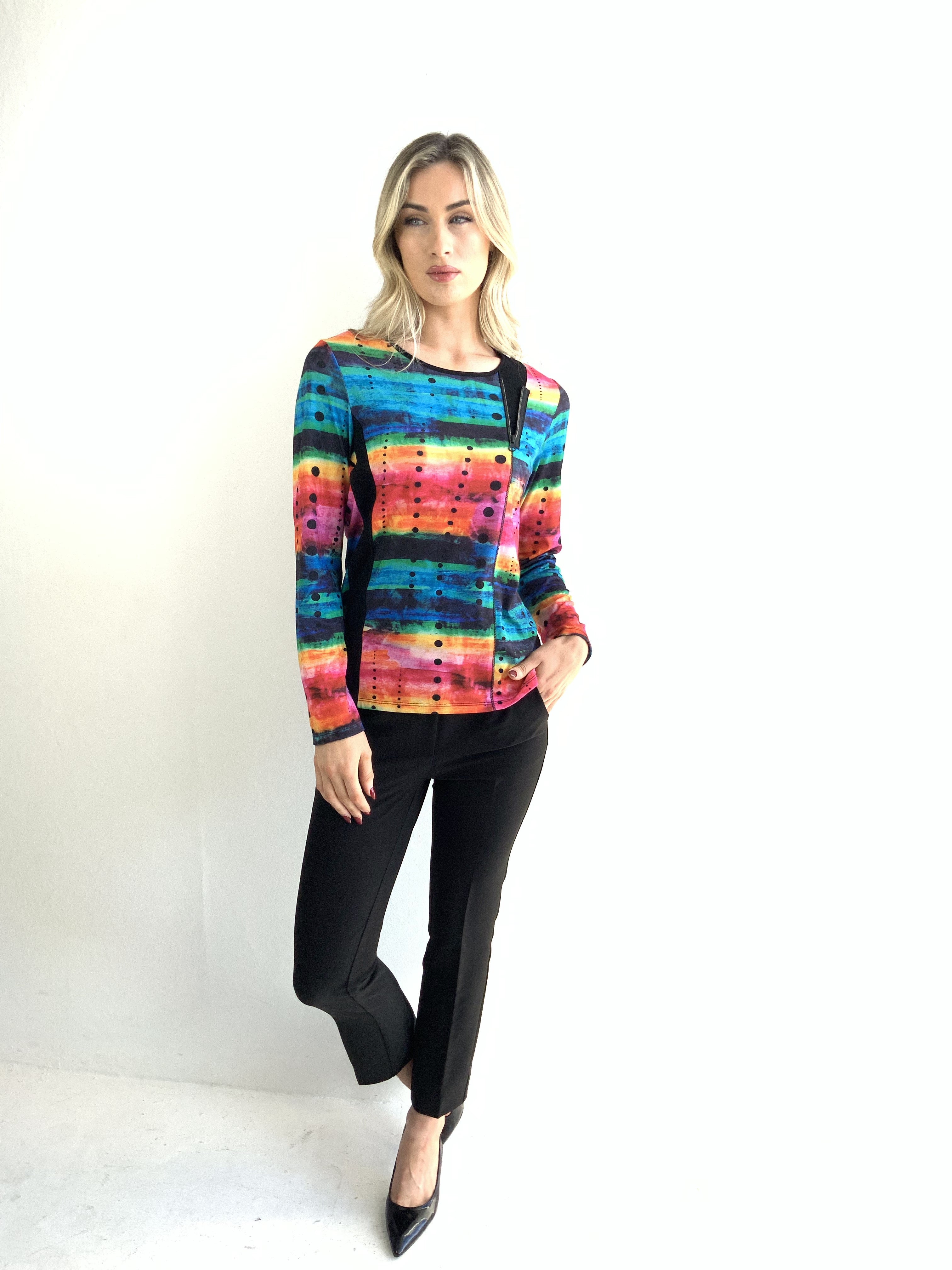 Libra Multicoloured print top with zip detail Lt1943