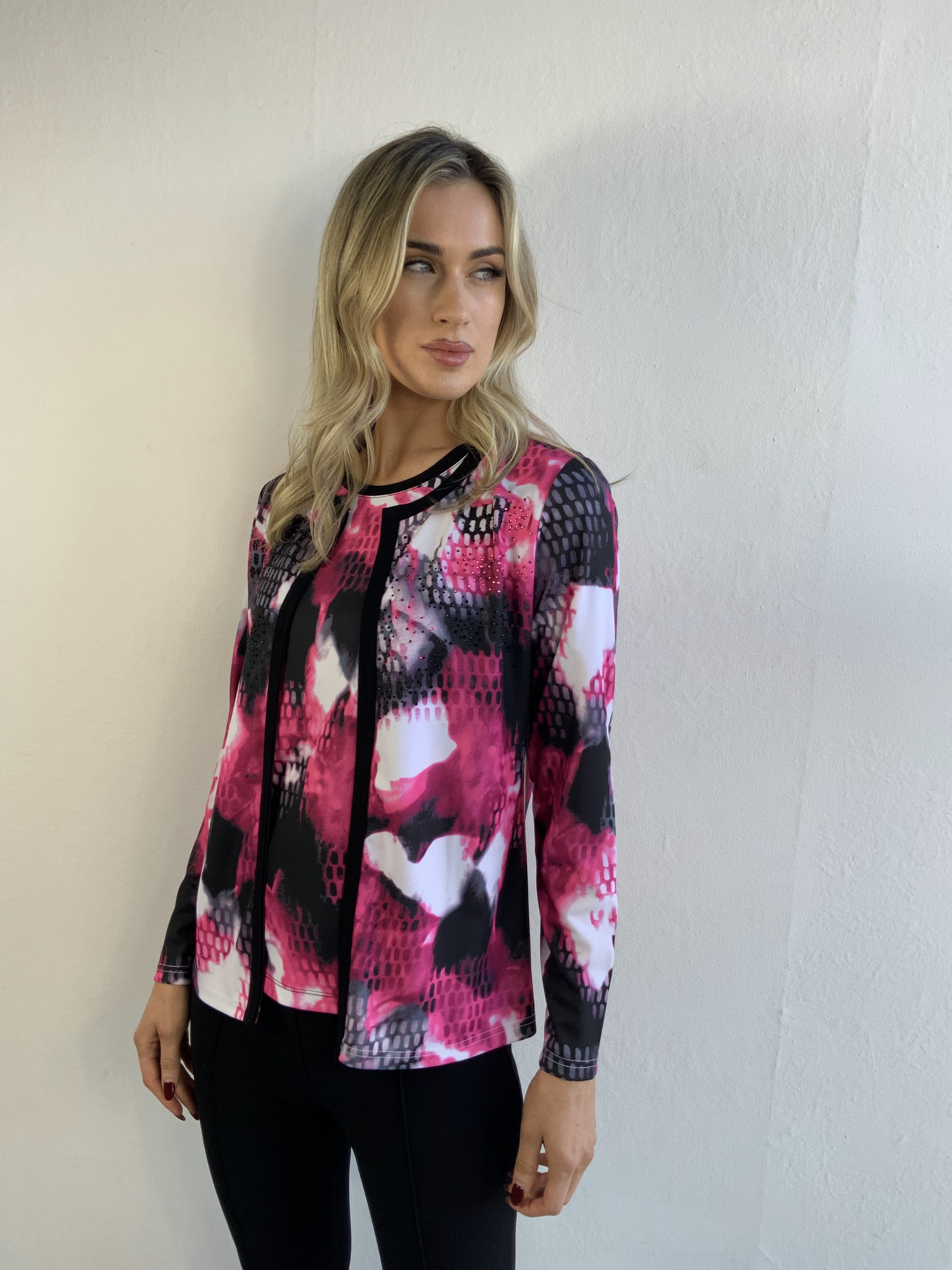 Libra Pink and Black Print Twin Set Ltp1961