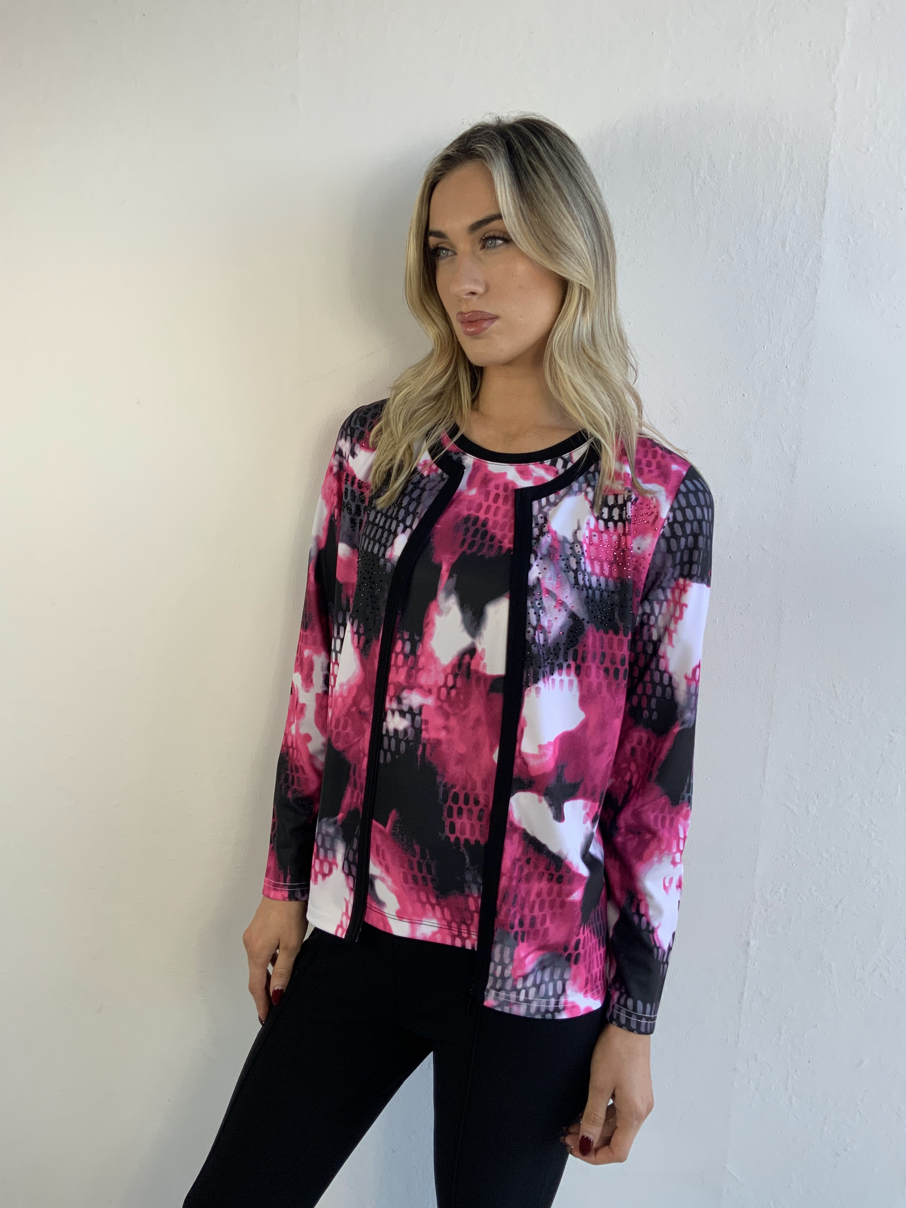 Libra Pink and Black Print Twin Set Ltp1961