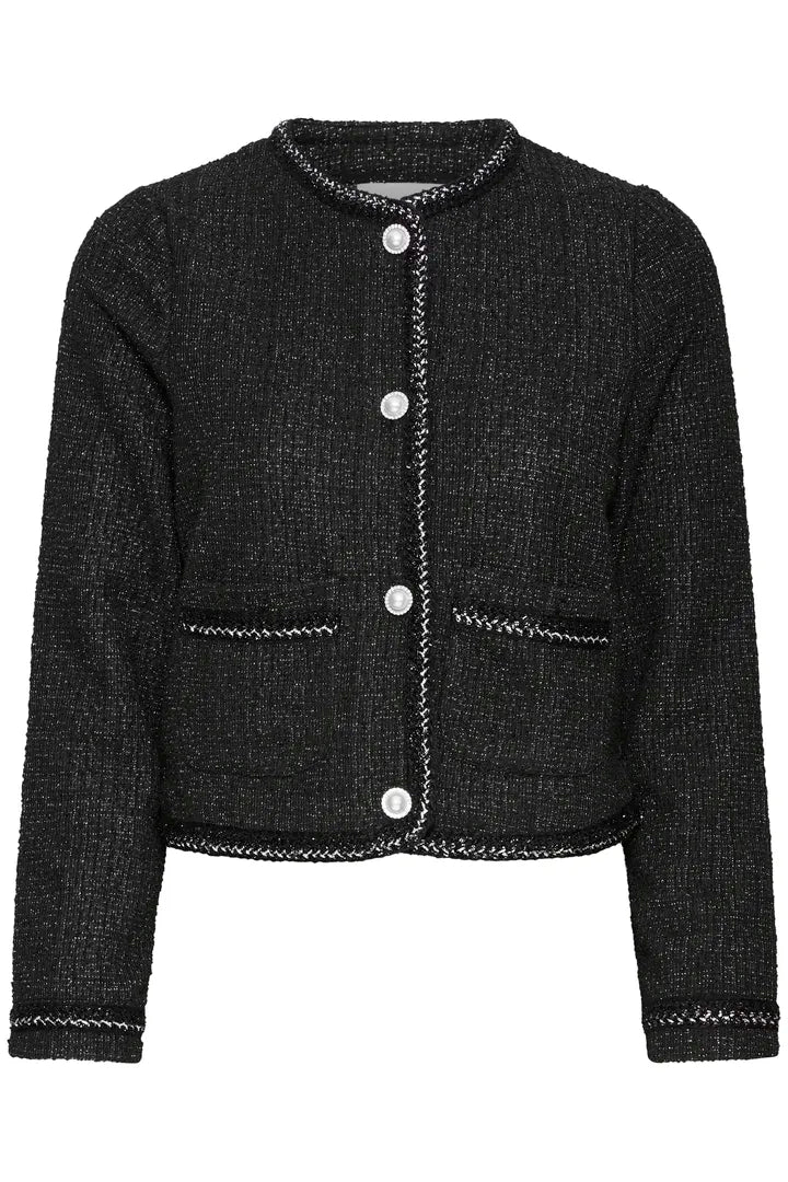 BYoung Tweed look knit jacket with shimmer 20818237