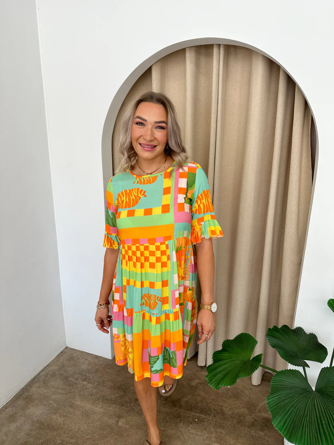 Tropical print dress
