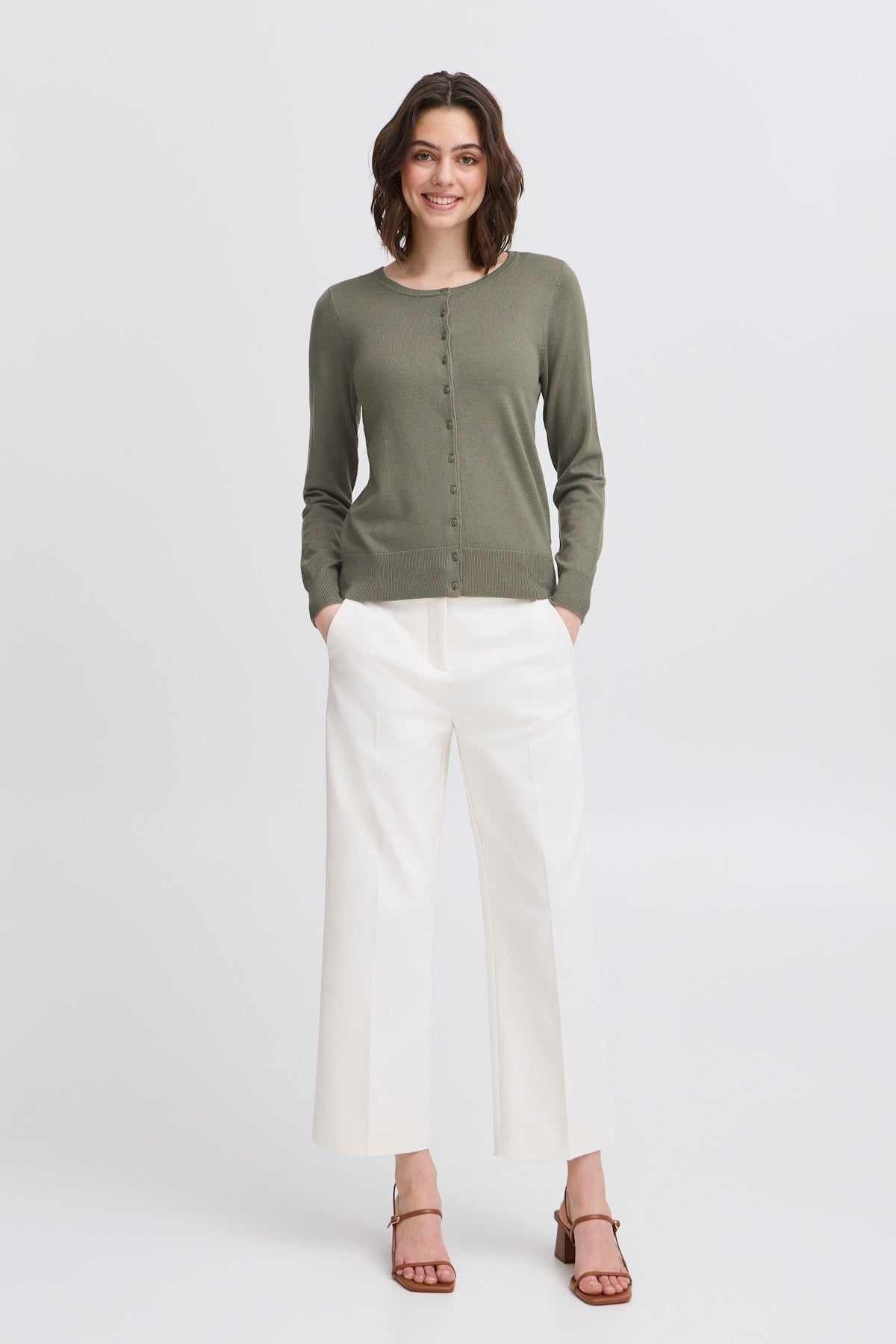 Fransa Basic round neck cardigan 20604187