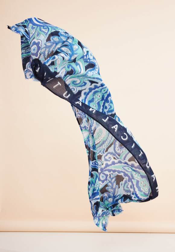 Street One long cotton scarf in blue print 572405