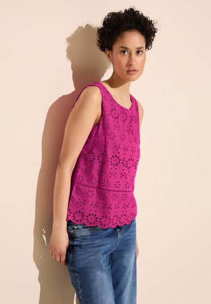 Street One Cotton Embroidery Sleeveless top Pink or White 321486