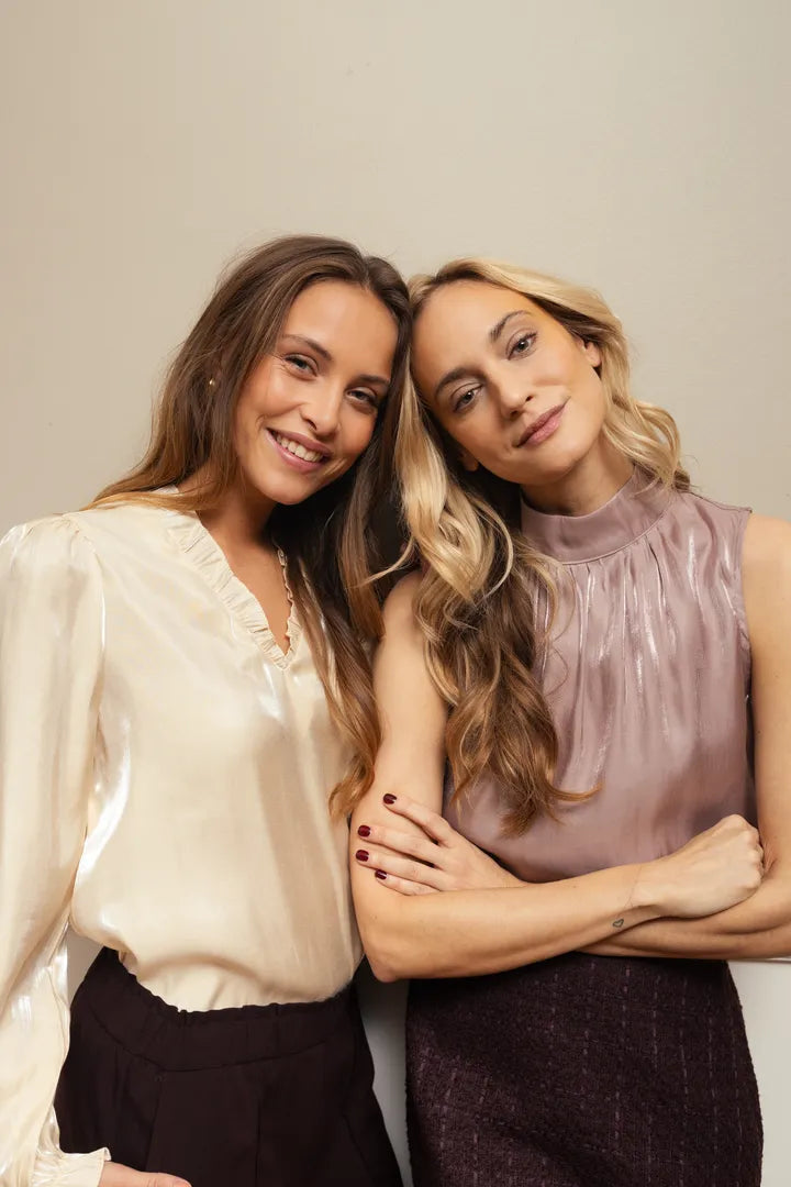 Fransa Yolanda Blouse with iridescent shimmer in ivory for Pale Mauve 20617297