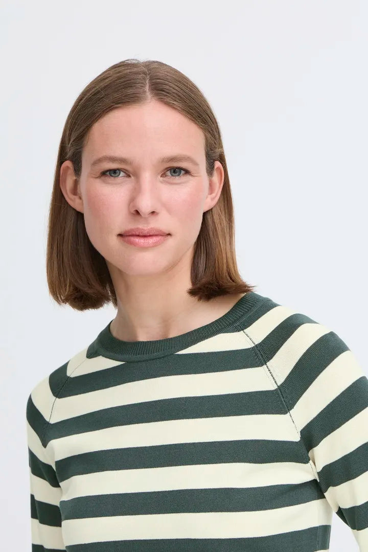 Byoung Orla Fine Knit in Forest Green stripe 20815301