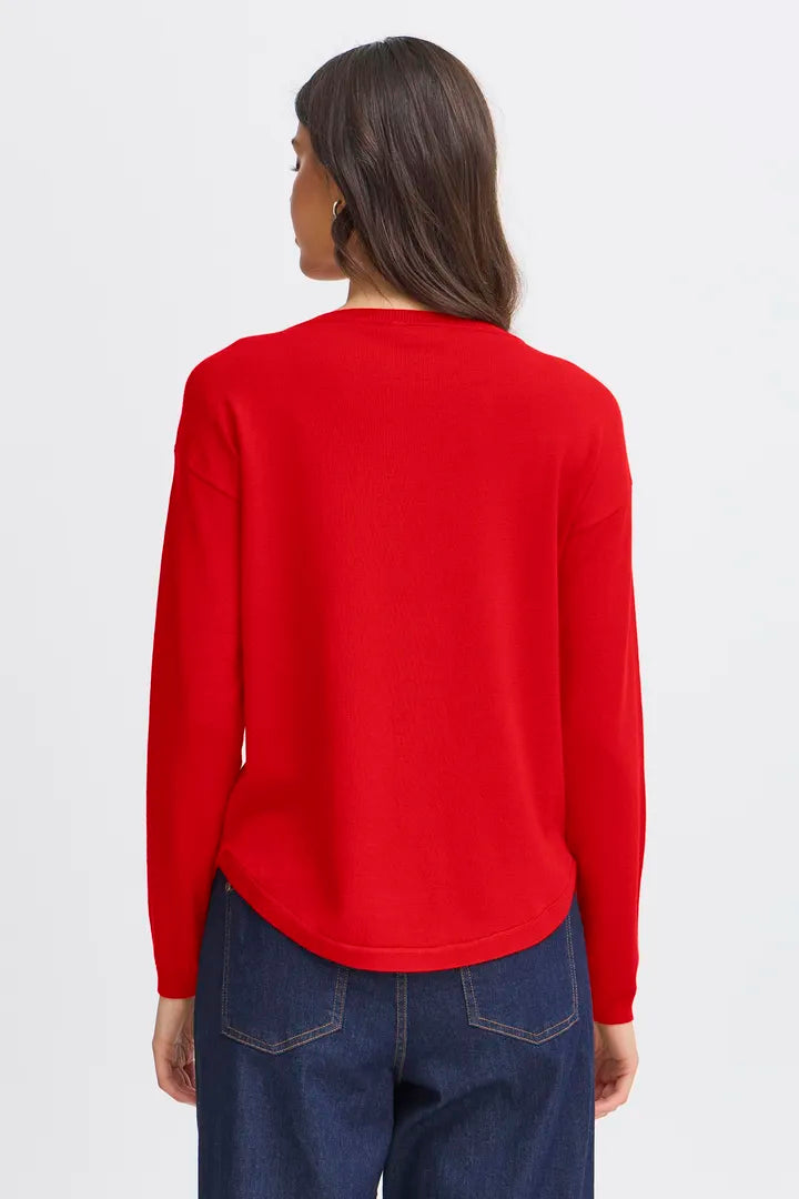 Fransa Fine Jumper with curved hem and shoulder button detail 20614325