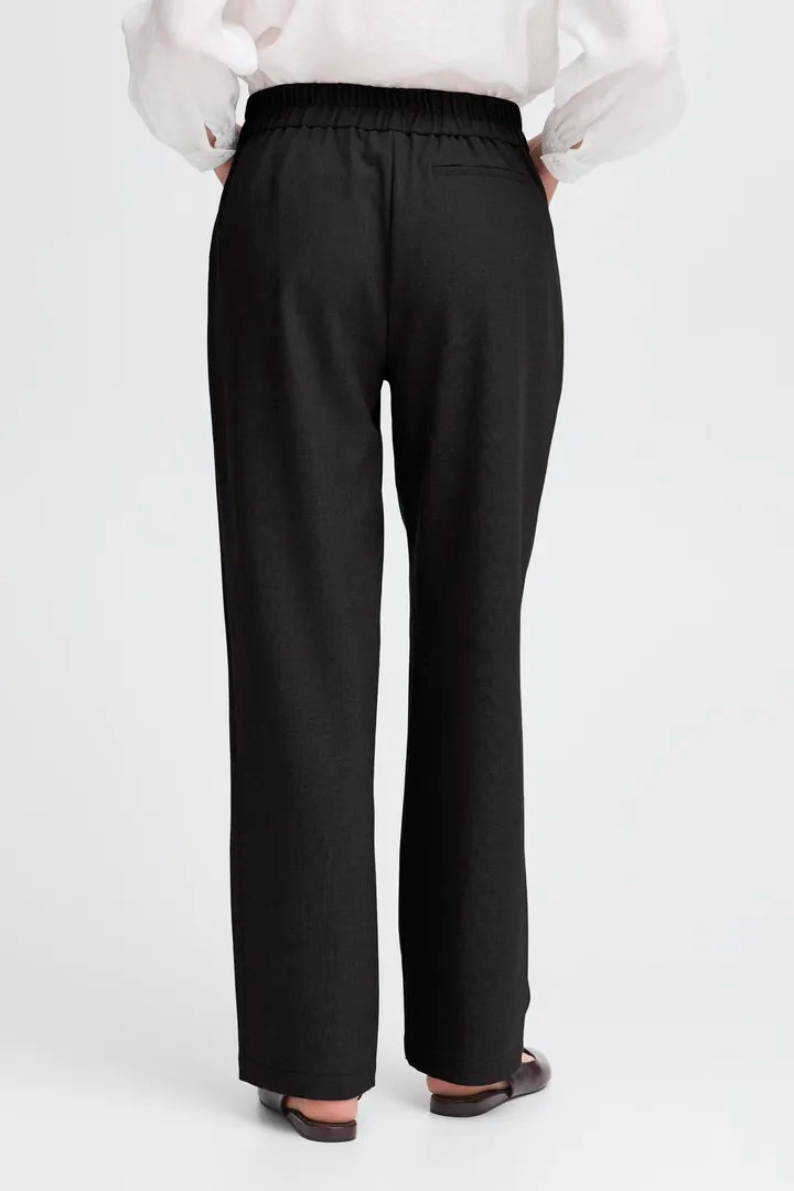 Fransa Abigail Black Trouser with back elasticated waistband 20615930