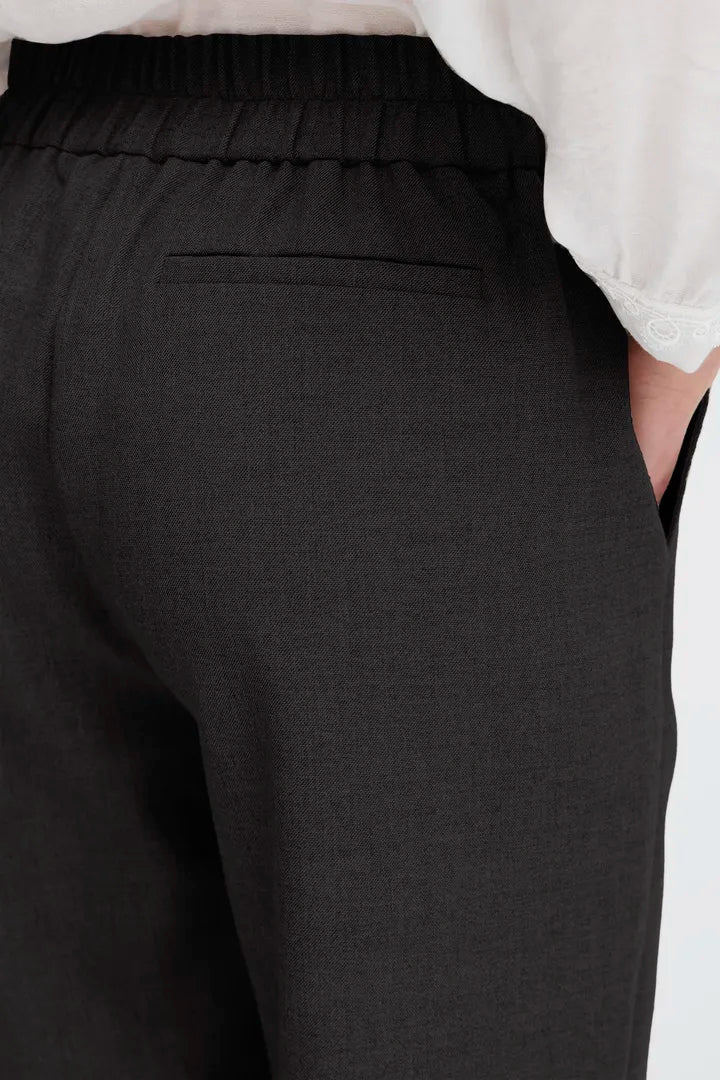 Fransa Abigail Black Trouser with back elasticated waistband 20615930