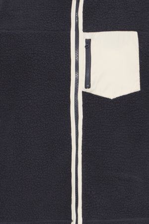 Fransa full zip fleece jacket in navy with contrast pocket and trim 20617345