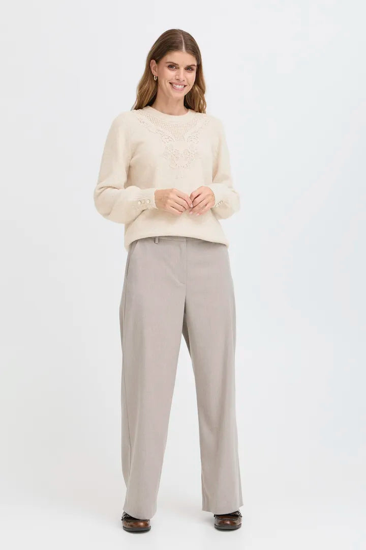 Fransa Ellen Knit Jumper with pretty lace detail 20617083