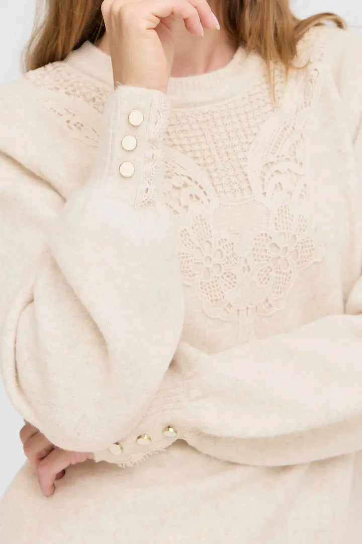 Fransa Ellen Knit Jumper with pretty lace detail 20617083