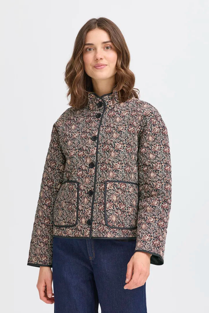 Fransa Paisley print soft quilted jacket 20617085