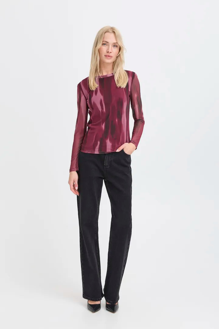 Byoung lightweight knit in Burgundy abstract print 20816335